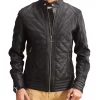 Mens Biker Black Quilted Leather Jacket