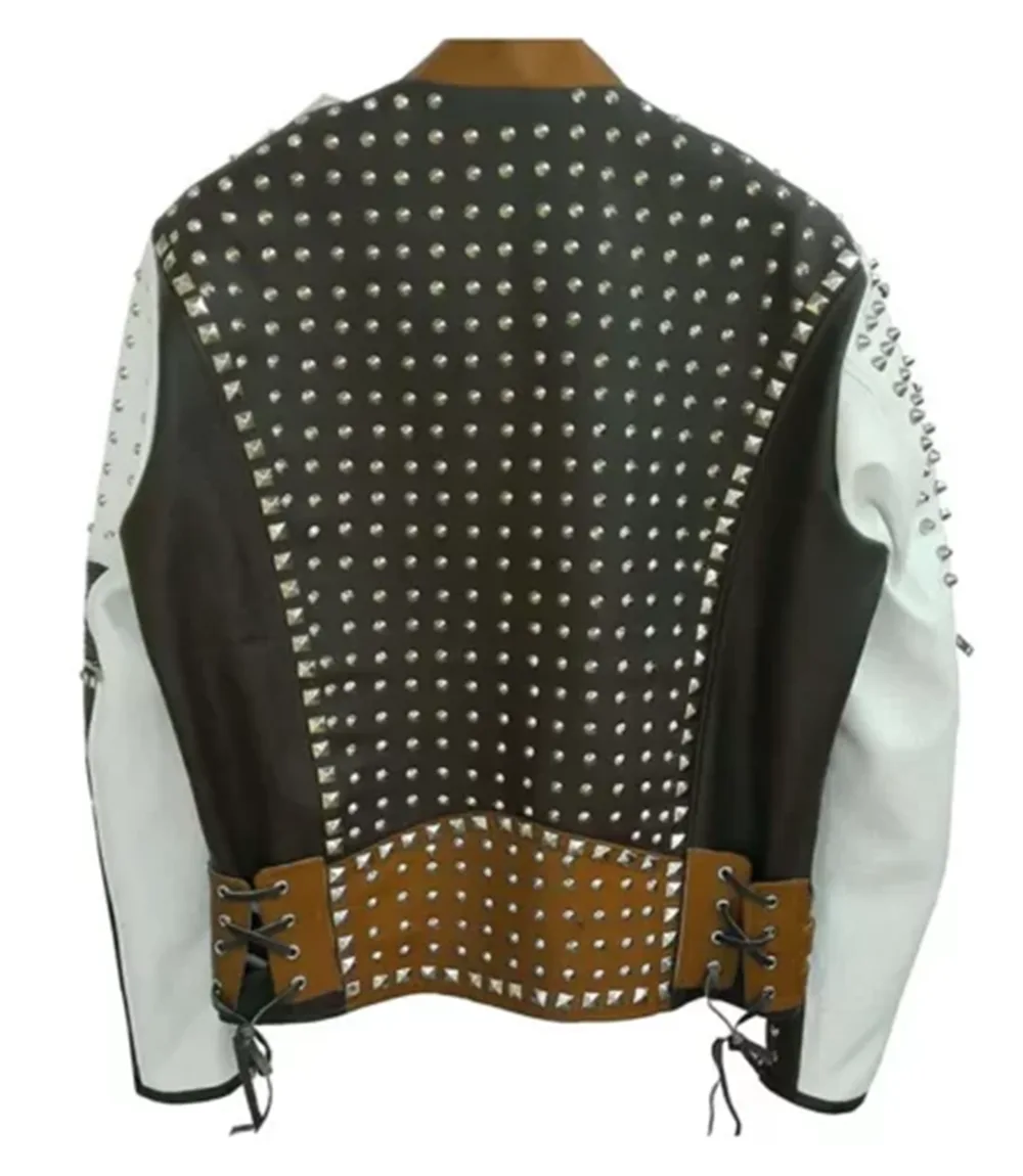 Men Cafe Racer Studded Leather Jacket