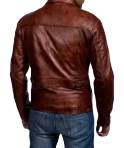 Men's Casual Distressed Brown Leather Jacket