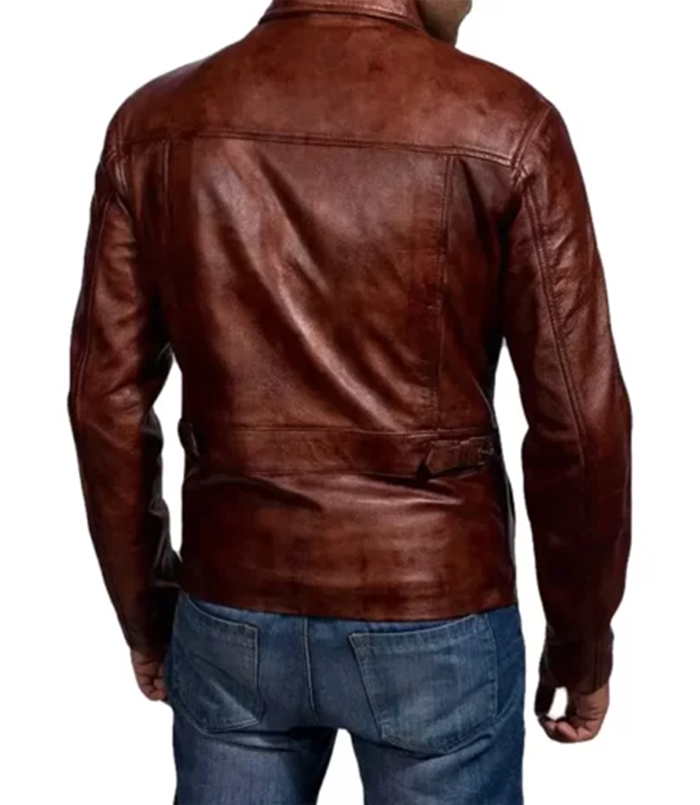 Mens Brown Distressed Brown Leather Jacket