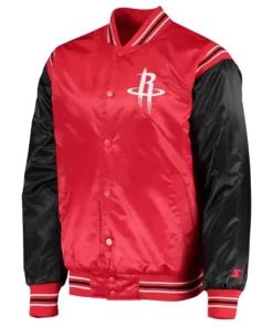 Starter Houston Rockets Red and Black Varsity Jacket Men's