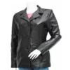 Black Leather Blazer Jacket Womens