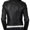 Womens Black Collarless Quilted Jacket