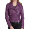 Purple Biker Leather Jacket for Womens