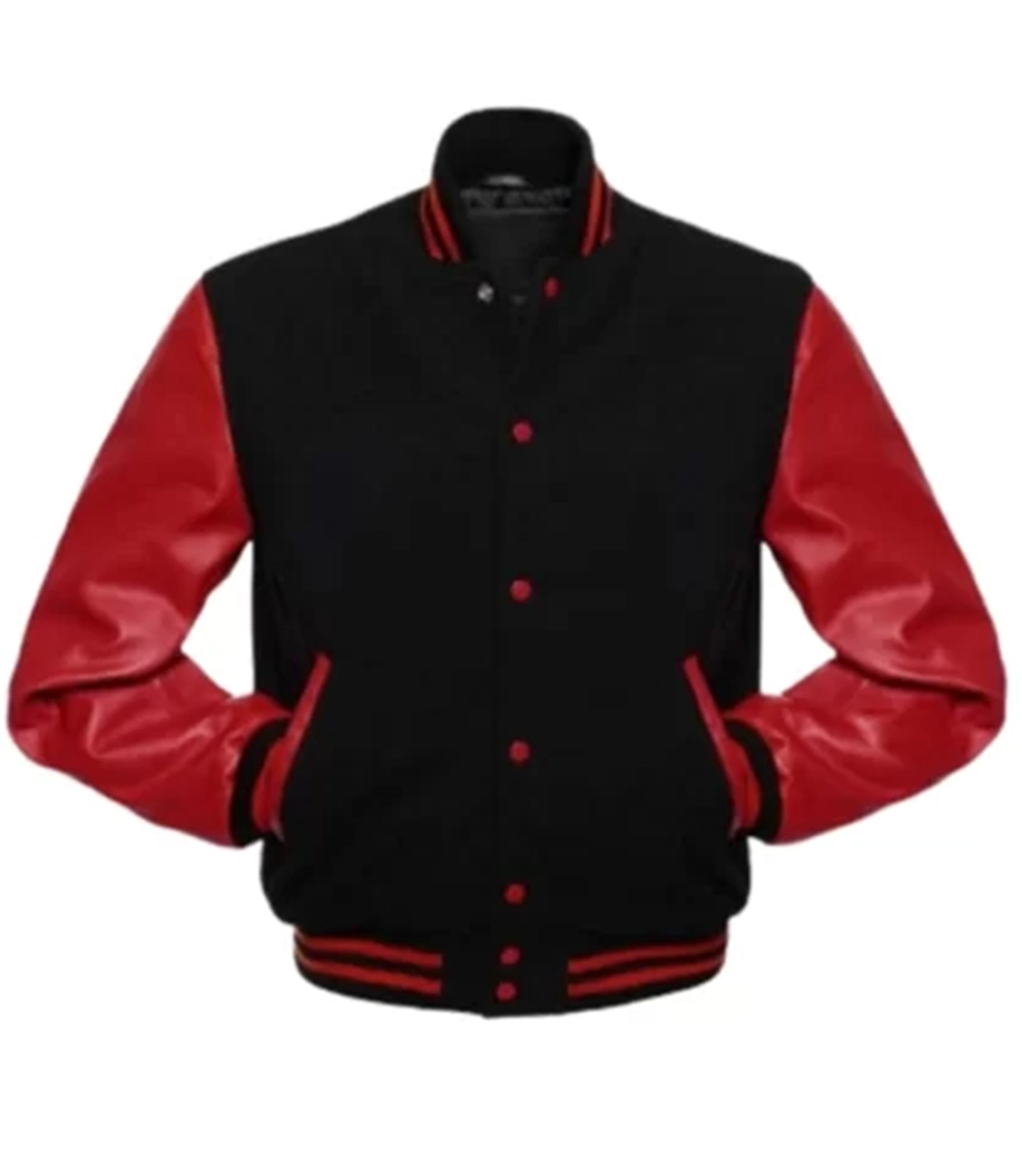 Mens Black and Red Varsity Jacket