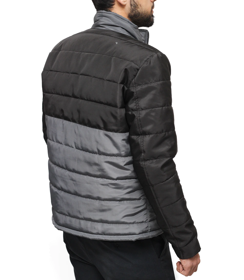 Black and Grey puffer jacket for mens outfits