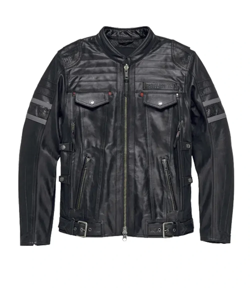 Harley Davidson men Leather Jacket with Striped