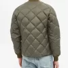 Men Green Quilted Bomber Puffer Jacket