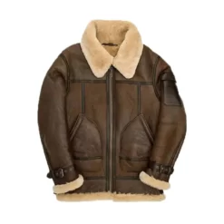 Mens Brown B3 Shearling Leather Jacket