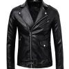 Mens Shining Black Biker Leather Jacket