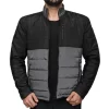 Grey and Black Mens Puffer Jacket