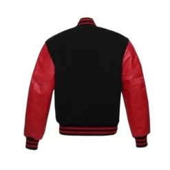 Mens Red Leather Black Varsity Jacket