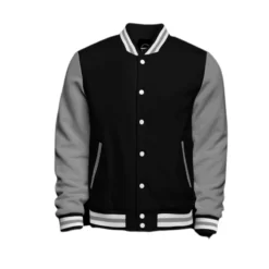 Grey and Black Varsity Jacket for Mens Outfits
