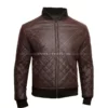 Brown Bomber Quilted Leather Jacket Mens