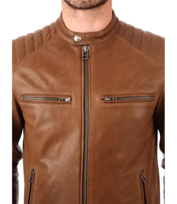 Men's Brown Faux Leather Jacket