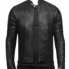 Men Black Cafe Racer Leather Jacket