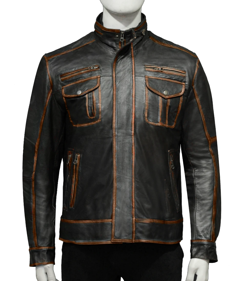 Mens Brown Distressed Leather Jacket