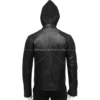 Black Hooded Leather Jacket Mens