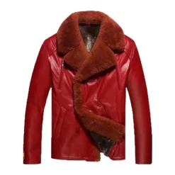 Red Leather Shearling Jacket Mens