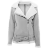 Womens Suede Leather Grey Shearling Jacket