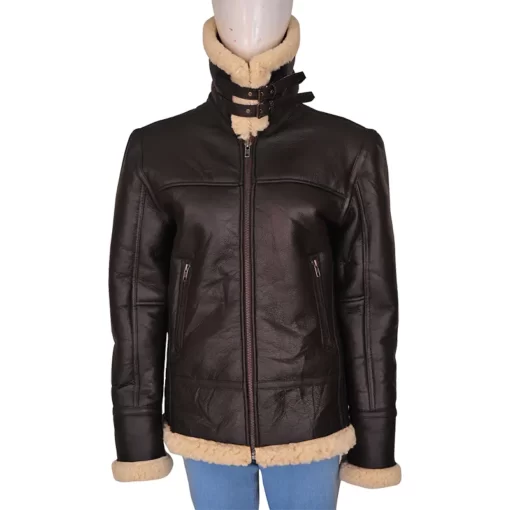 Womens Aviator B3 Brown Shearling Leather Jacket
