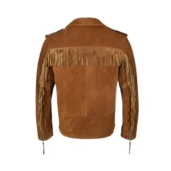 Brown Fringe Suede Leather Jacket Mens