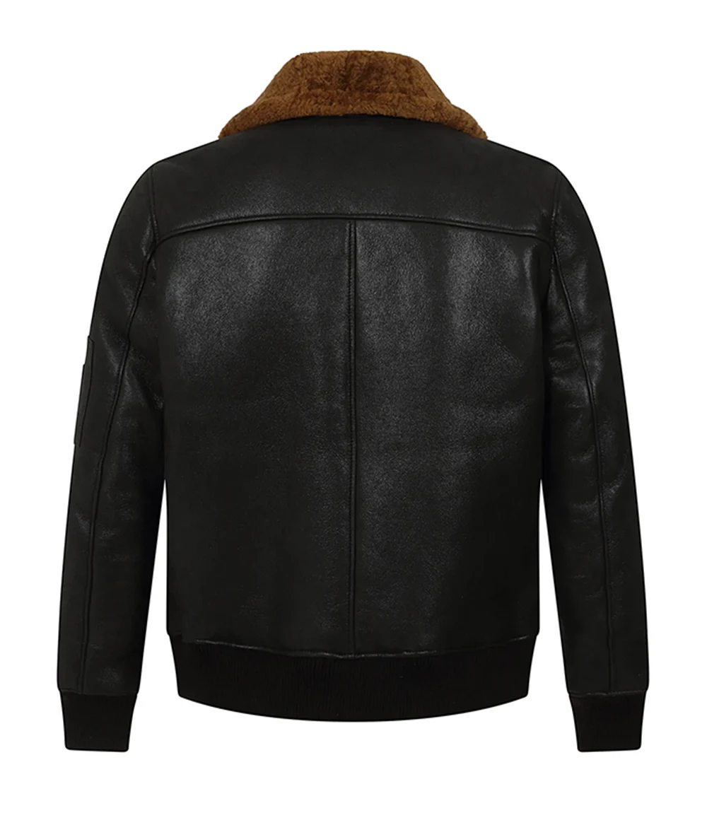 Men Black B3 Shearling Leather Jacket