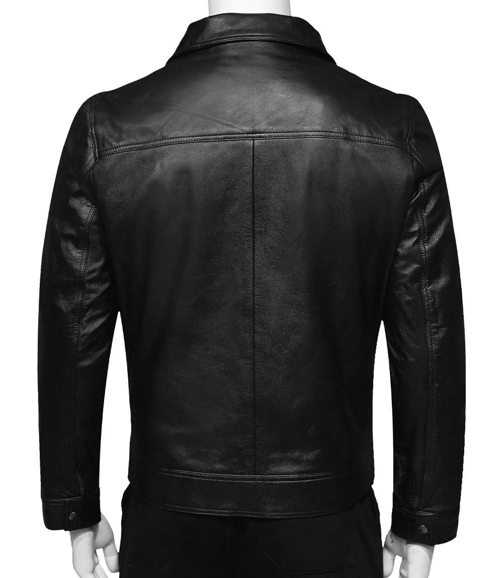 Lambskin Black Leather Trucker Jacket