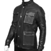 Men Four Pocket Black Leather Jacket
