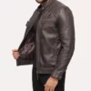 mens biker distressed leather jacket