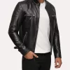 Mens Genuine Biker Black Leather Jacket