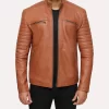 tan brown biker mens leather jacket - ralph skin
