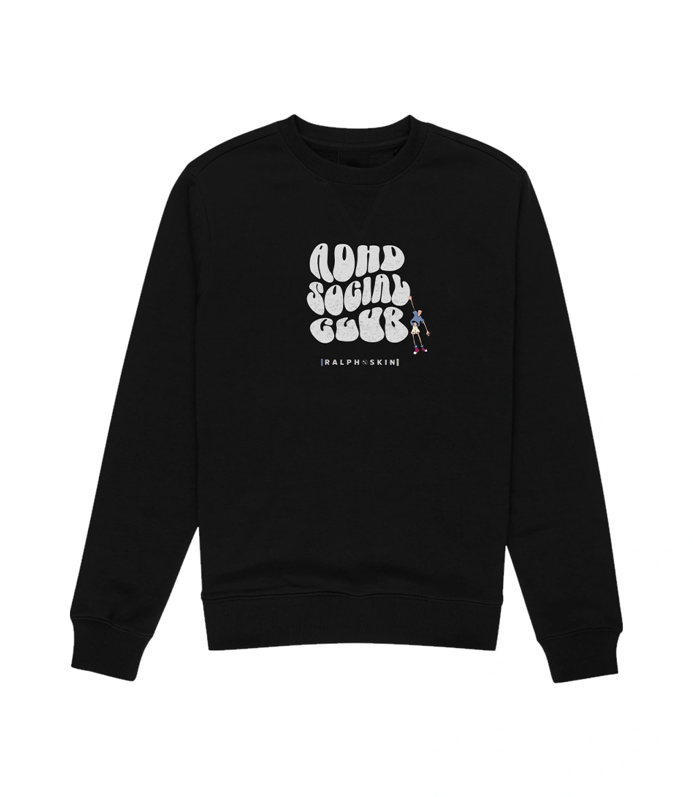 ADHD Social Club Sweatshirt - Blue and Beige Print