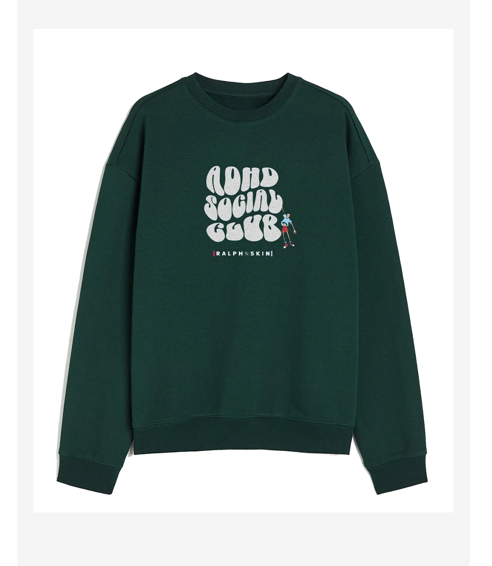 ADHD Green Sweatshirt For Mens - Red and Blue Color