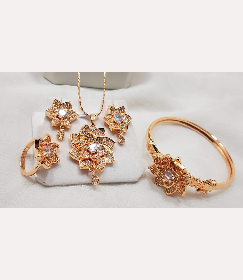 Golden Locket Set with Ring - Golden Jewelry