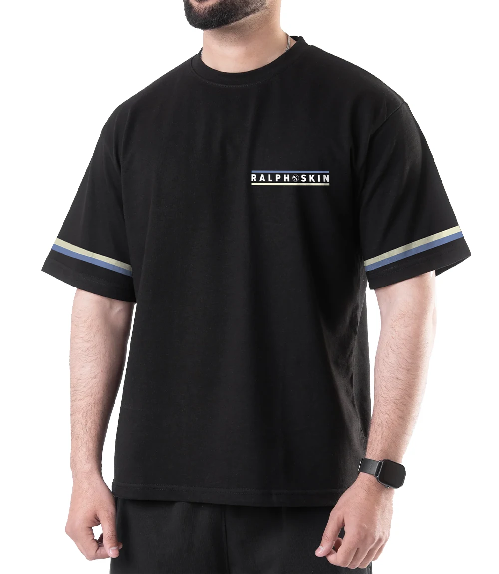 Blue and Beige Striped t shirt for mens