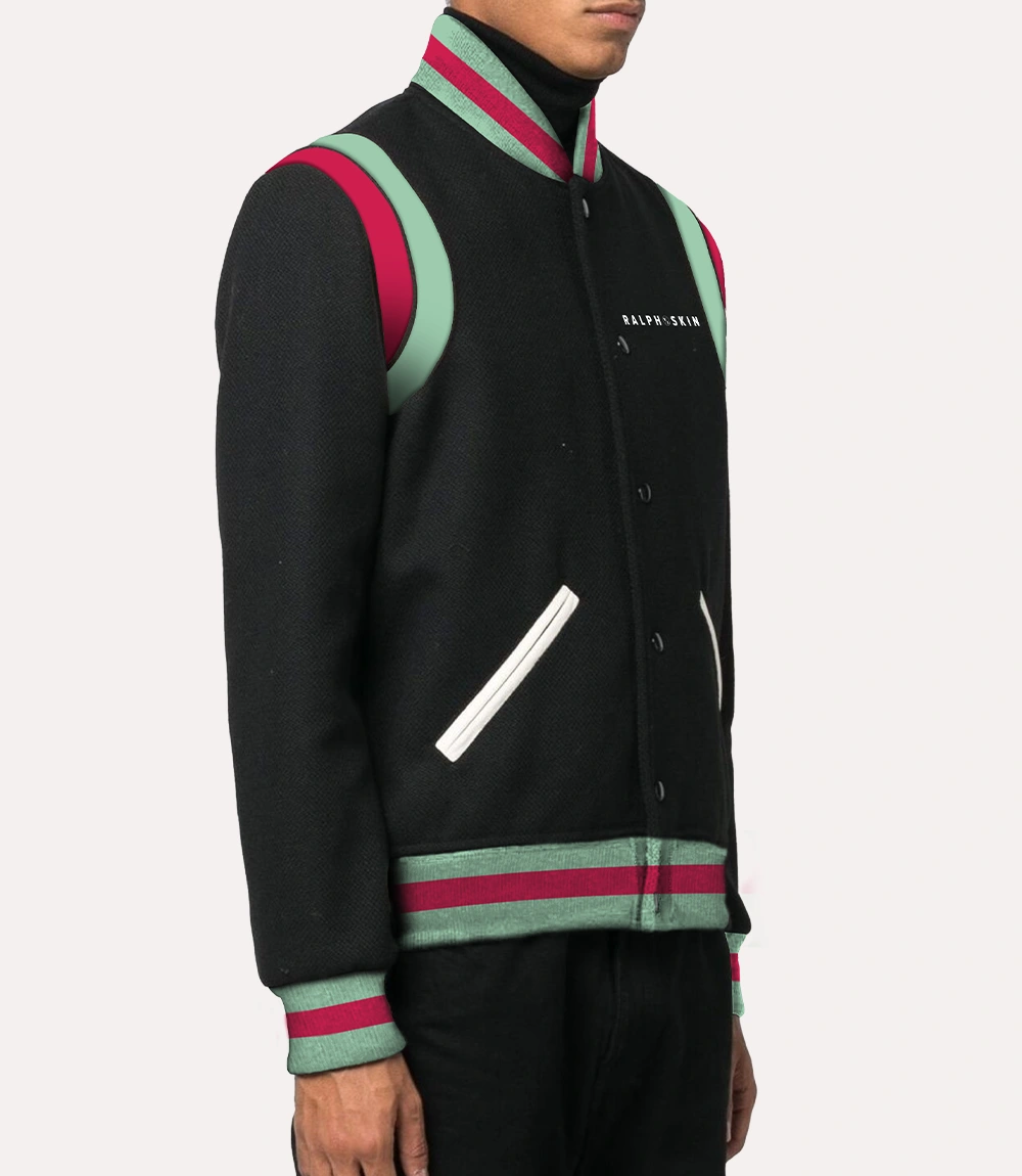 Baseball varsity jacket for mens - red and green color